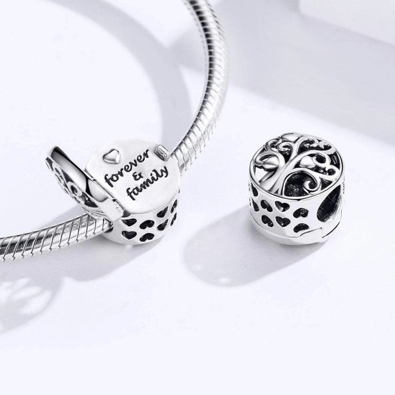 Sterling Silver Charm Bead BAMOER S925 Sterling Silver Family Tree Charm Bead With CZ - Fits Bracelets, DIY Malachite Sterling Silver Beaded Fine Bracelets & Charms