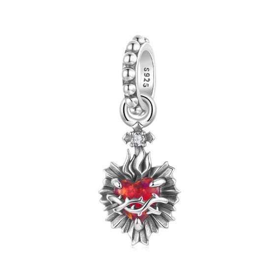 Sacred Heart Love Charm, Fit Pandora Charms, Charms for Pandora
