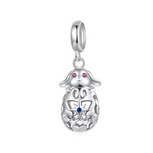 Osterhase mit Ei Anhänger Charm, Charms für Pandora Armband, Für Pandora Charm Armband, 925 Sterling Silber Charms, passend für Pandora Charms