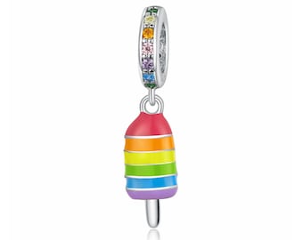 Rainbow Ice Cream Dangle Charm, 925 Sterling Silver Charms, Charms for Pandora Bracelet, Fit Pandora Charms, For Pandora Charm Bracelet