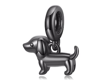 ブラックダックスフント犬チャーム、パンドラチャームブレスレット用