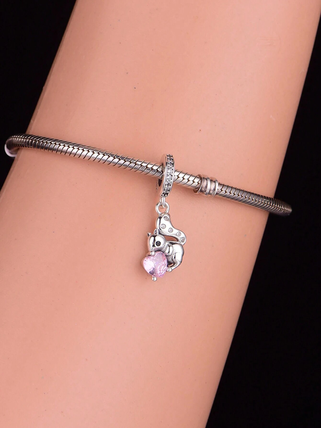 Ciondolo Bracciale E Collana In Argento 925 VOROCO – Scolattolo, Charm Europeo, Argento Massiccio, Impilabile