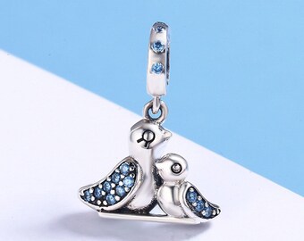 Fit Pandora Charms, 925 Sterling Silver Charms, Charms for Pandora  Bracelet, Charms for Bracelet, Cute Bird and Baby Blue CZ Pendant Charm