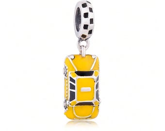 Yellow Taxi Dangle Car Charm, for Pandora Charm Bracelet, 925