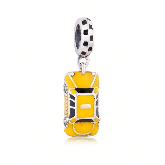 Yellow Taxi Dangle Car Charm, for Pandora Charm Bracelet, 925