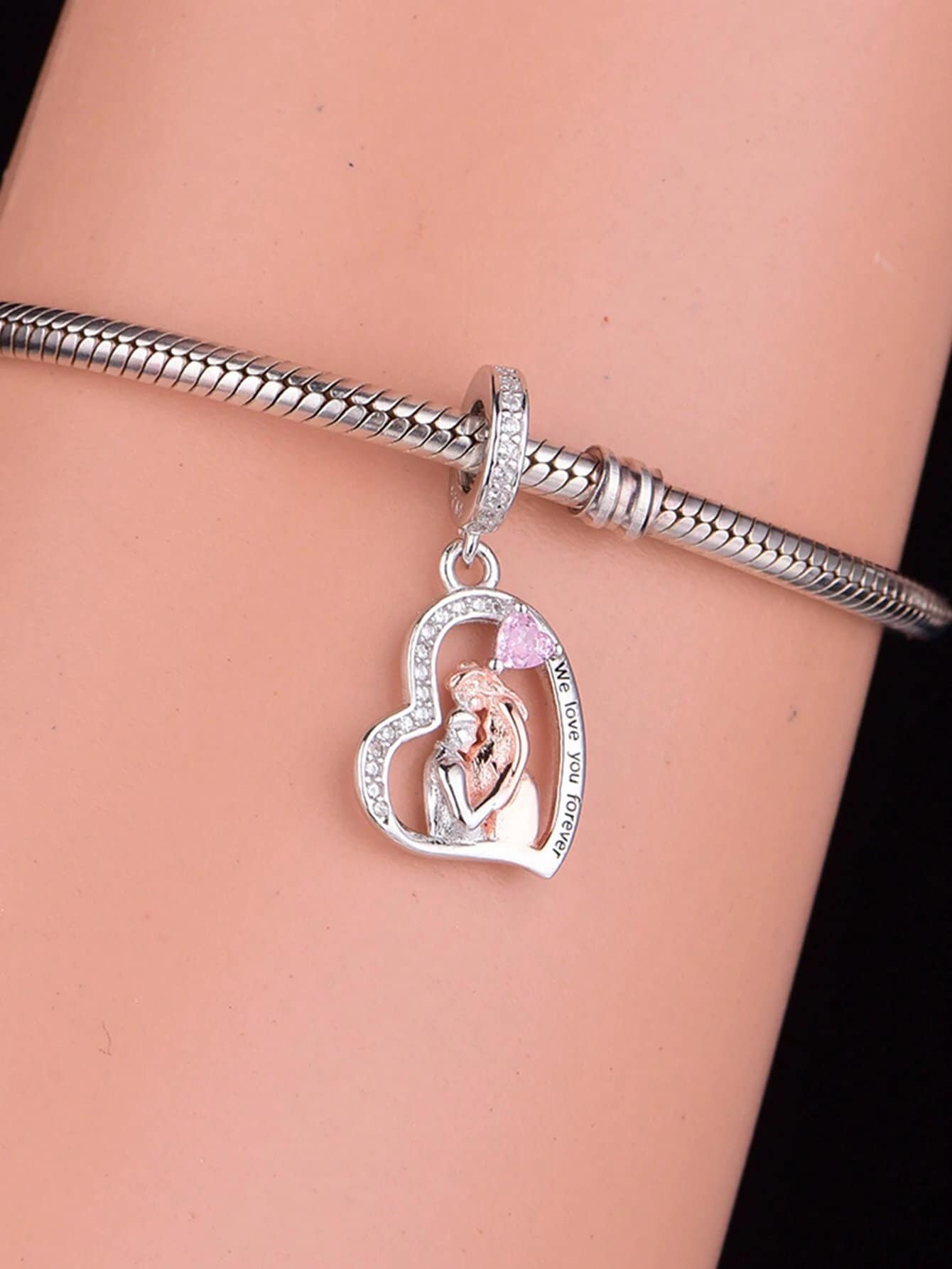 BAMOER 100% 925 Sterling Silver Chiave del Cuore Blocco di