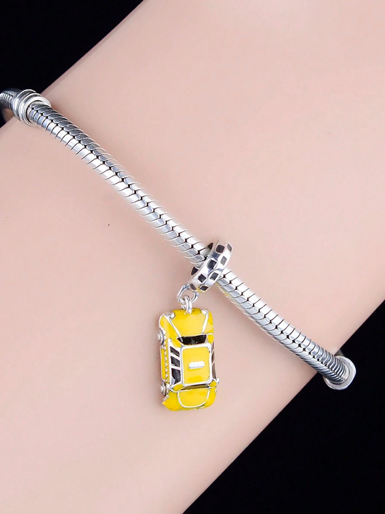 Yellow Taxi Dangle Car Charm, for Pandora Charm Bracelet, 925