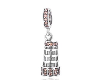 Charms for Pandora Bracelet, 925 Sterling Silver Charms, Fit Pandora Charms, Charms for Bracelet, Leaning Tower of Pisa Charm