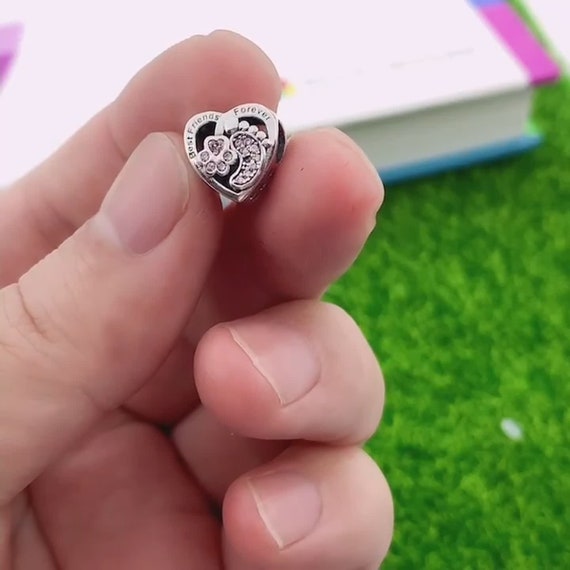 thumbnail image 2 of Genuine 925 Sterling Silver Heart Paw Print Bead Charm – Fits European Bracelets – VOROCO 2 of 5