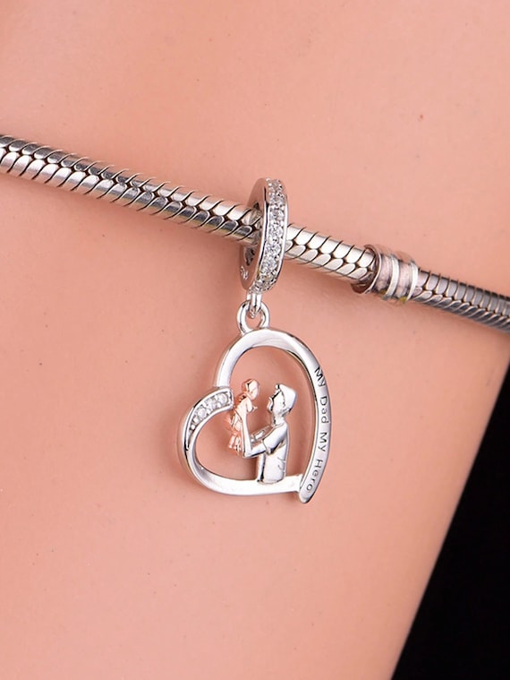 Dad Holding Baby My Dad My Hero Charm Fit Pandora Charms Charms for Pandora Bracelet 925 Sterling Silver Charms