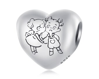 Sister Heart Charm, Charms for Pandora Bracelet, 925 Sterling Silver Charms, Fit Pandora Charms, For Pandora Charm Bracelet