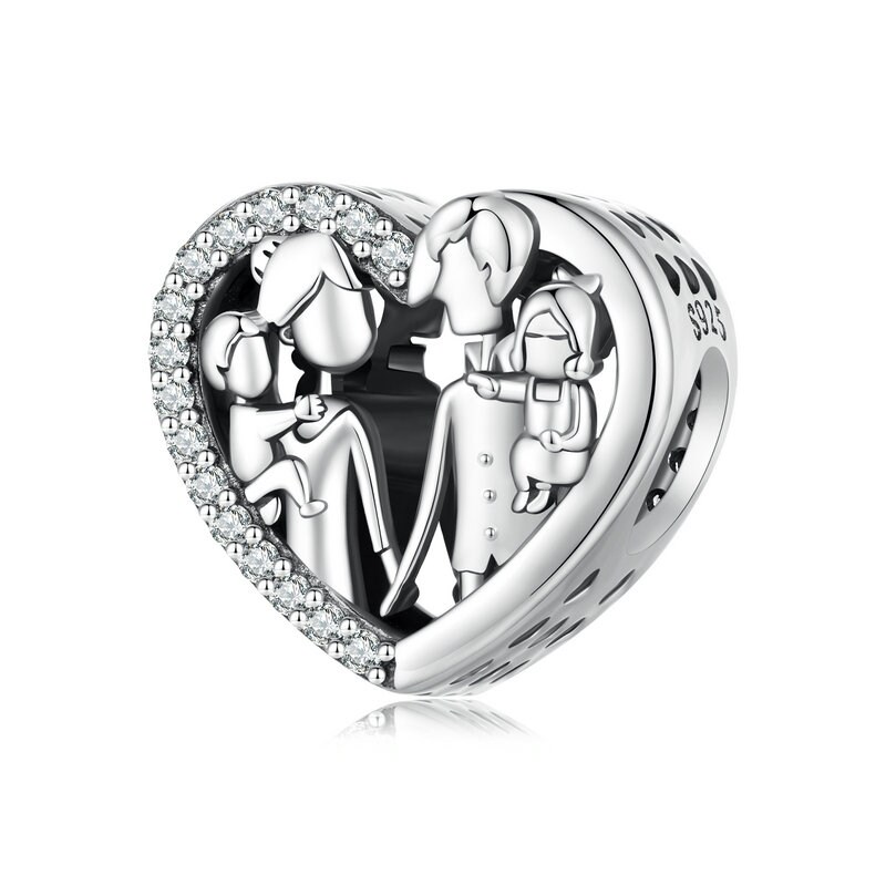 ROMANTICWORK Ciondolo A Cuore In Argento 925 Per Bracciale Papà E Figlia - Pietra Portafortuna, Gioiello Affetto