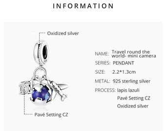 Charms for Pandora Bracelet, Fit Pandora Charms, Travel Round the