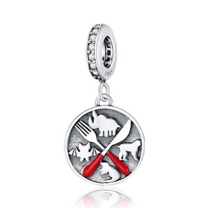 Charms for Pandora Bracelet, Refuse To Eat Wild Animals Charm, Protect The Wild Animal Charm, Fit Pandora Charms, 925 Sterling Silver Charms