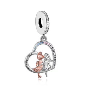 925 Sterling Silver Charms, Always My Sister Charm, Forever My Friend Charm, Charms for Pandora Bracelet, Fit Pandora Charms