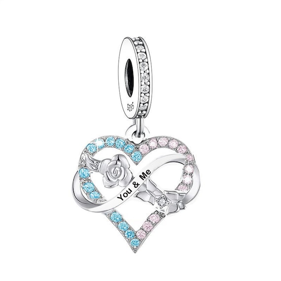 Brother and Sister You and Me Endless Love Heart Charm Charms