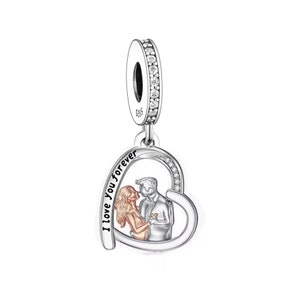 Marido e esposa eu te amo para sempre pingente charme, menino e menina amor charme, encantos para pulseira pandora, ajuste pandora encantos