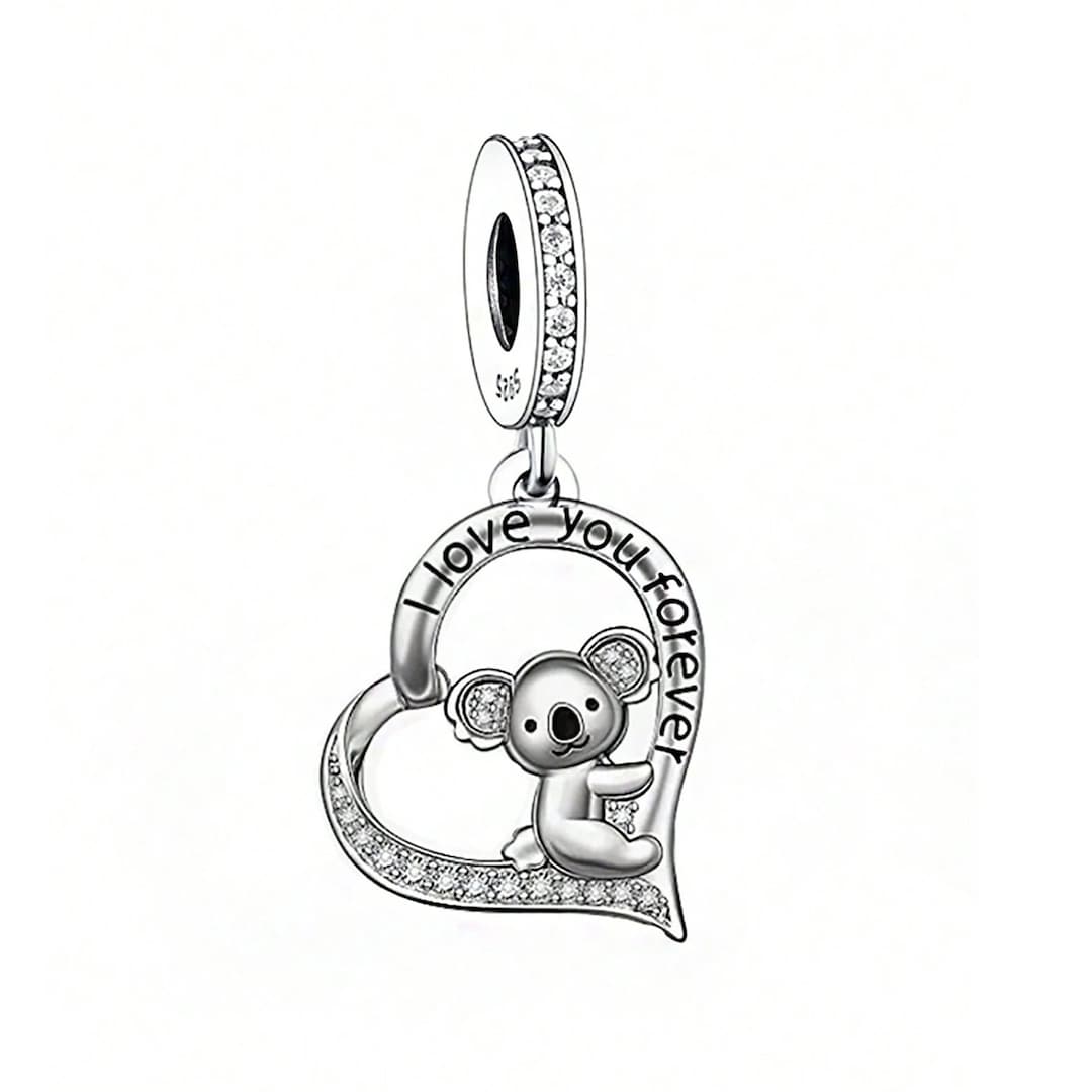 Koala Heart Love Charm, Fit Pandora Charms, Charms for Pandora - Main Image