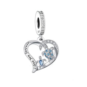 Encanto de mamá y bebé de tortuga marina, encantos para pulsera Pandora, para pulsera de encanto Pandora, encantos de plata de ley 925, encantos de Pandora aptos