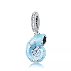 Charms for Pandora Bracelet,Fit Pandora Charms,Charms for Bracelet,Light Blue Conch Pendant Charm,925 Sterling Silver Charms