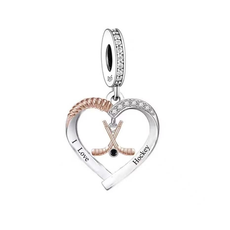 I Love Hockey Sport Heart Charm, For Pandora Charm Bracelet, Charms for  Pandora Bracelet, Fit Pandora Charms, 925 Sterling Silver Charms