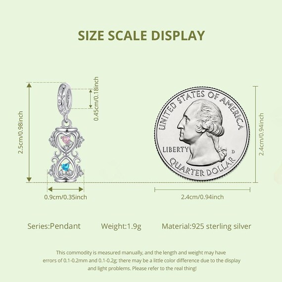 砂時計ハートペンダントチャーム、パンドラチャームブレスレット用