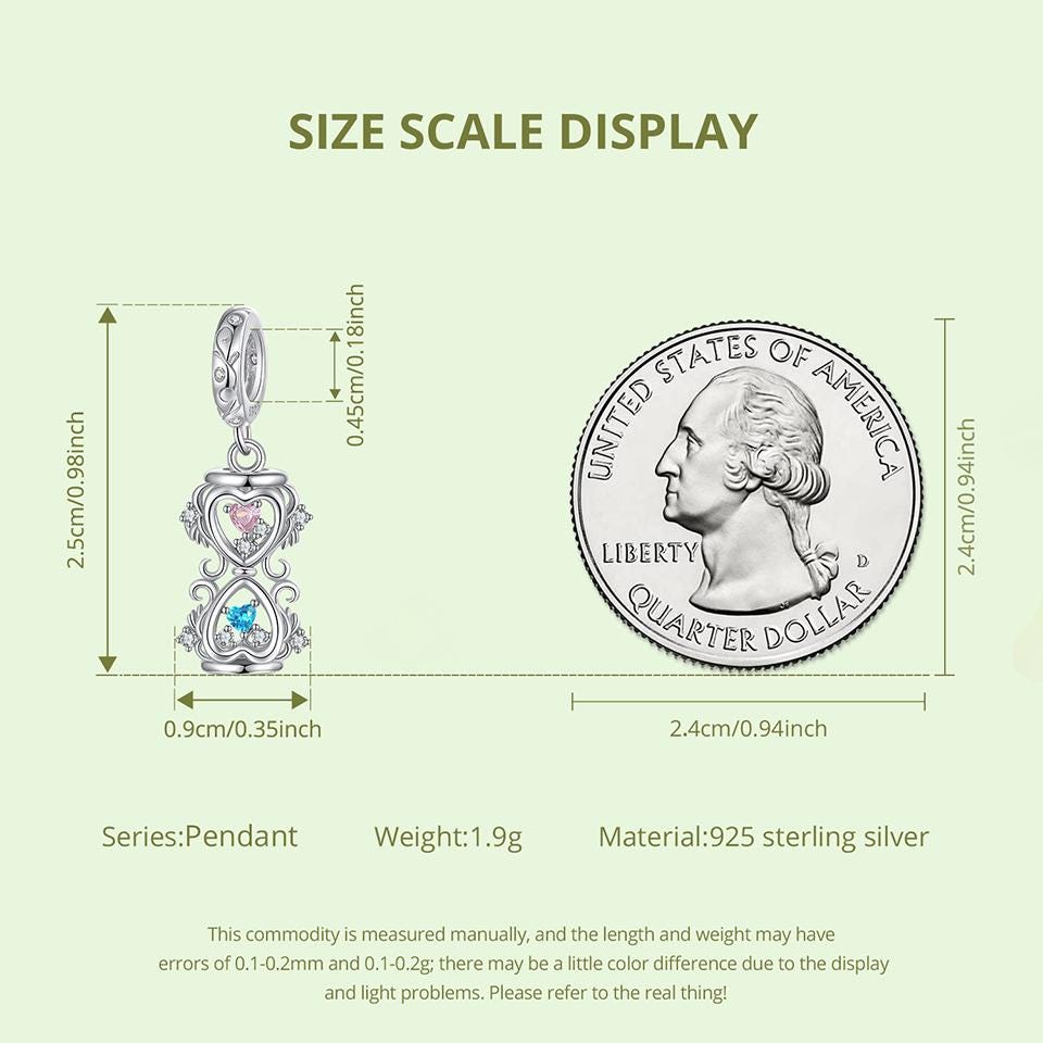 砂時計ハートペンダントチャーム、パンドラチャームブレスレット用