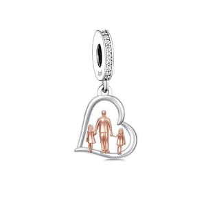 Daddy Father with Two Daughters Charm, 925 Sterling Silver Charm, Fit Pandora Charm, For Pandora Charm Bracelet, Charms for Pandora Bracelet