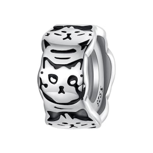 Cat Spacer Charm, Charms for Pandora Bracelet, For Pandora Charm Bracelet, Fit Pandora Charms, 925 Sterling Silver Charms