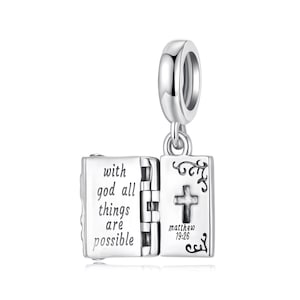 Kreuz Glaube Buch Charm, Charms für Pandora Armband, passen Pandora Charms, für Pandora Bettelarmband, 925 Sterling Silber Charms
