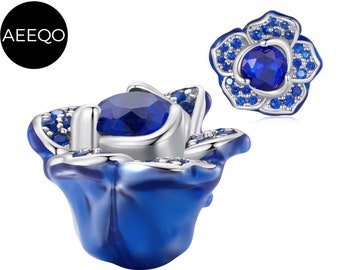 Blue Cherry Blossom 925 Sterling Silver Dangle Charm - Etsy Canada
