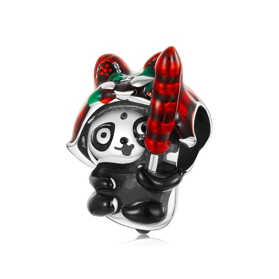【新品】OHGA PANDA CHARM Panda Wearing a Tiger Hat Charm, Fit Pandora Charms, for