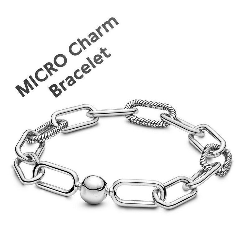 925 Sterling Silver Me Link Micro Charm Bracelet fit Pandora Etsy