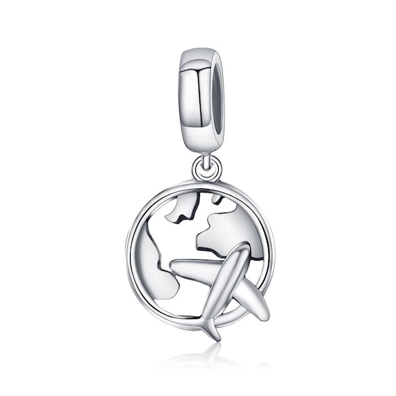 Travel Around the World Charm, Fit Pandora Charms, 925 Sterling