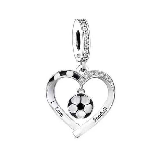 I Love Football Sport Heart Charm, For Pandora Charm Bracelet, 925 Sterling  Silver Charms, Fit Pandora Charms, Charms for Pandora Bracelet