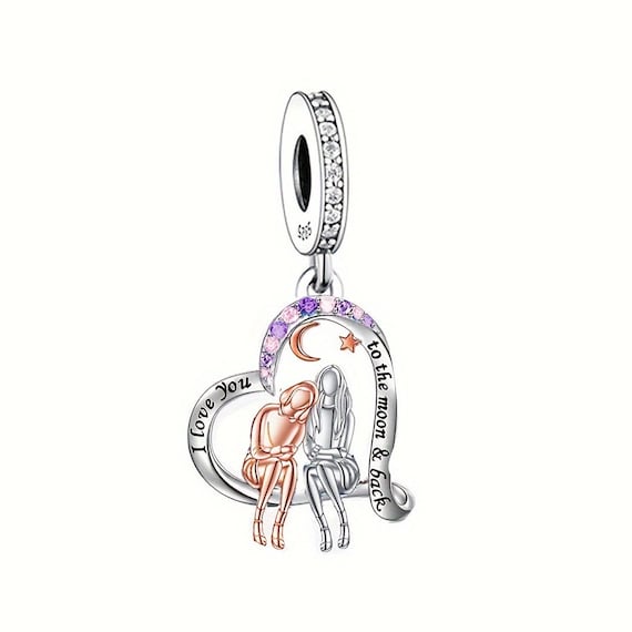 Friends Sisters Love to the Moon Back Pendant Charm, Fit Pandora