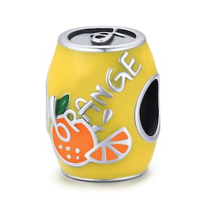 Charms for Pandora Bracelet, Charms for Bracelet, Orange Juice Can Charm, 925 Sterling Silver Charms, Fit Pandora Charms