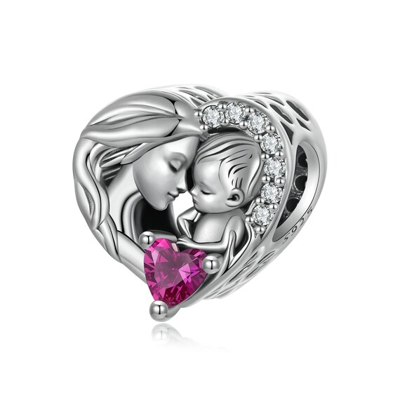 Mother and Son Heart Charm, Fit Pandora Charms, for Pandora Charm - Main Image