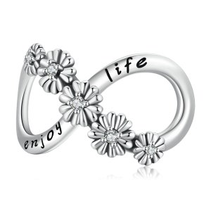 Aproveite a vida, pingente de flor infinita, para pulseira Pandora, pingentes Pandora, pingentes de prata esterlina 925, pingentes para pulseira Pandora