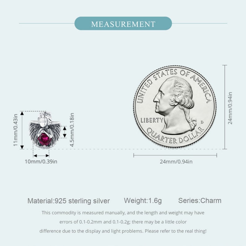 Red zircon charm angel, additional image 3
