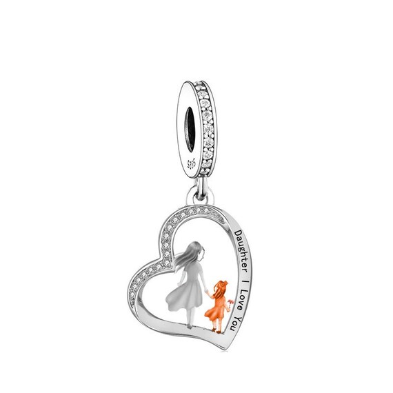 Daughter-in-law Bangle Bracelet: Laser Etched Charm, Accent Bead - UK