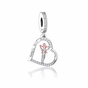Charm de Papá e hija, Charm compatible con pulseras Pandora, Charms para pulseras Pandora, Charms de plata de ley 925