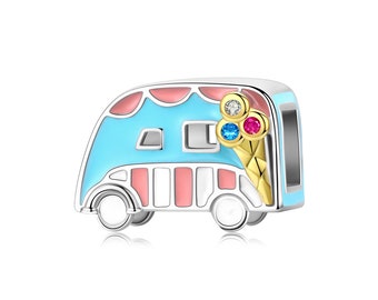 Charms for Pandora Bracelet, Charms for Bracelet, 925 Sterling Silver Charms, Ice Cream Cart Charm, Fit Pandora Charms