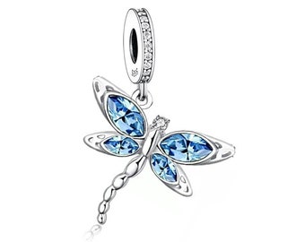 Blue Dragonfly Charm, For Pandora Charm Bracelet, Fit Pandora Charms, Charms for Pandora Bracelet, 925 Sterling Silver Charms