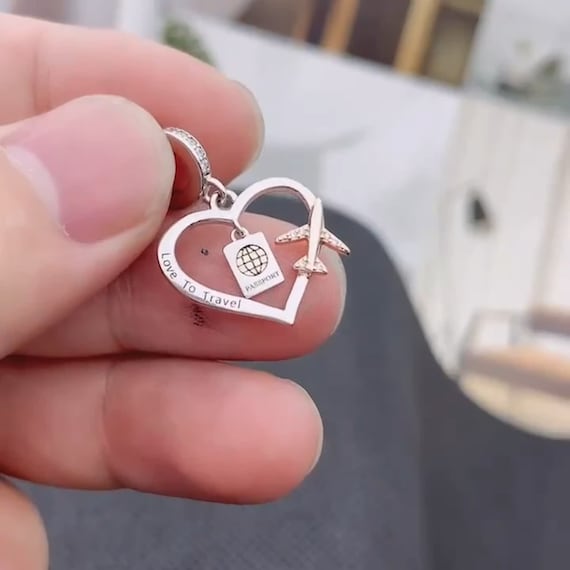 Love To Travel チャーム、パンドラ ブレスレット用チャーム、925 