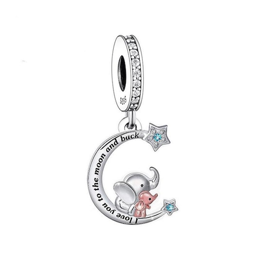 Mother and Baby Elephant Charm, 925 Sterling Silver Charms, Fit