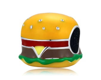 Delicious Hamburger Charm, For Pandora Charm Bracelet, Charms for Pandora Bracelet, Fit Pandora Charms, 925 Sterling Silver Charms