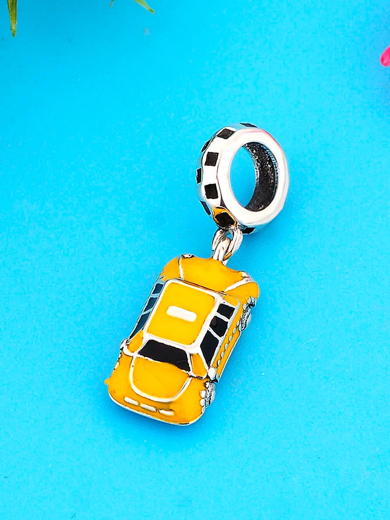 Yellow Taxi Dangle Car Charm, for Pandora Charm Bracelet, 925
