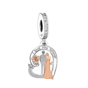 „I Love You Forever Bride and Groom“-Charm, passend für Pandora-Charms, Charms für Pandora-Armband, 925er-Sterlingsilber-Charms