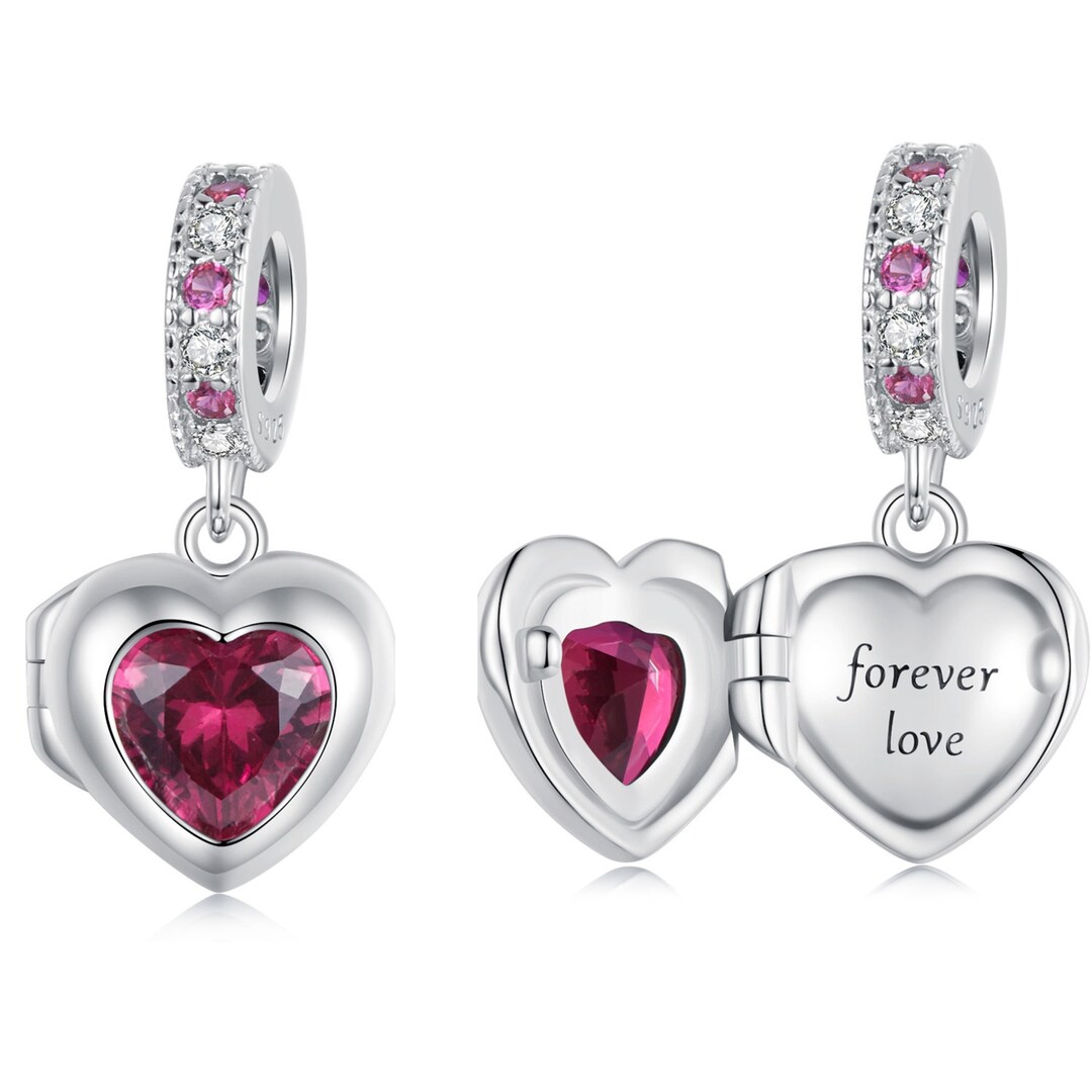 thumbnail interactive-video image 1 of Embrace Charm Bead – Love Heart With Wings – Red Genuine 925 Sterling Silver – EC 1 of 2